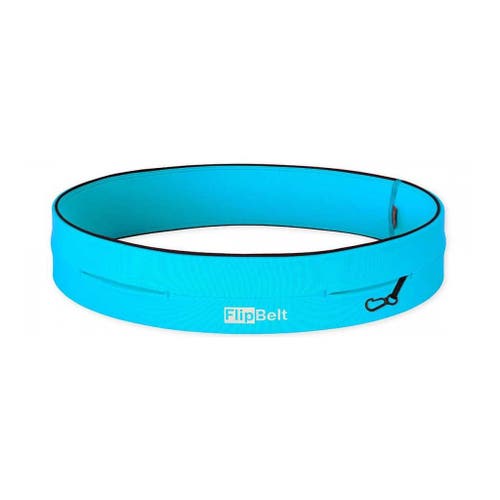 FLIP BELT CLASSIC RUNNING BELT. Aqua size Small, Waist 26"-29". reflective logo