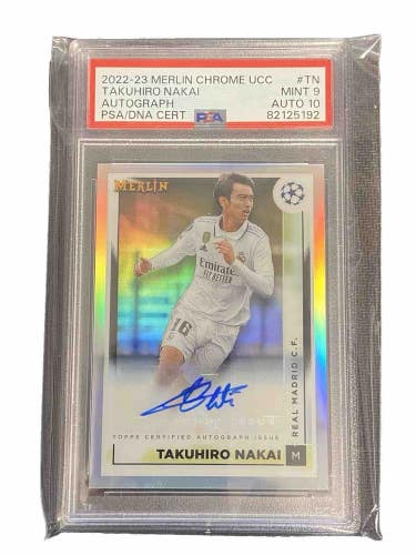 Takuhiro Nakai PSA Mint 9 Auto 10 2022-23 Topps Merlin Chrome UCC Autographs