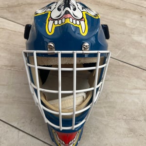 Tech youth goalie helmet with decals and Carry Bag