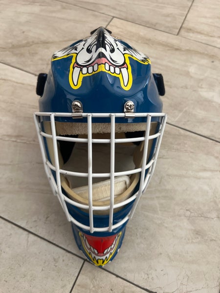 Tech youth goalie helmet with decals and Carry Bag