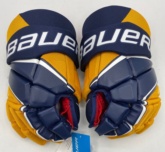 NEW Bauer Vapor 3X Gloves, Navy/Gold, 14”