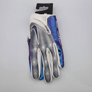 Nike Vapor Jet 7.0 Football Gloves White Blue Purple Iridescent Men's Size L