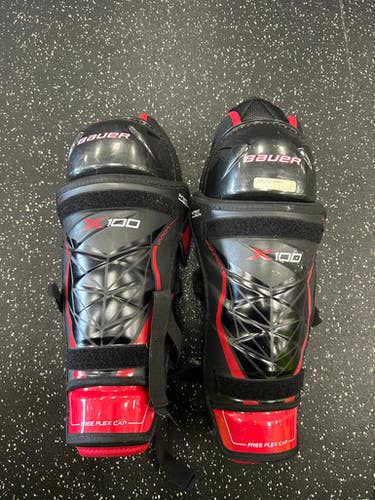 Used Bauer X100 Senior Shin Guards Black 14" 11849-S000029969