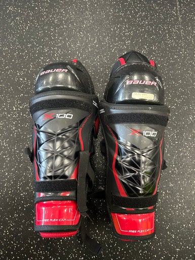 Used Bauer X100 Senior Shin Guards Black 14" 11849-S000029969