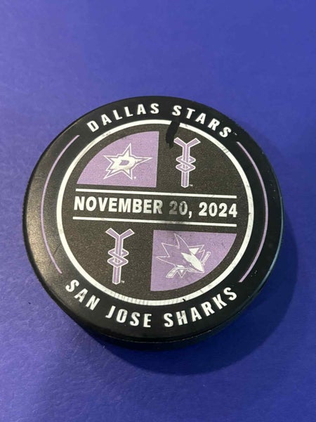 Dallas Stars vs San Jose Sharks Cancer Awareness NHL Match Up Hockey Puck
