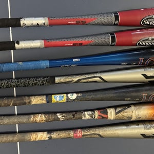 Lot of 7 2024 Louisville Slugger BBCOR (-3) 31 oz 34" (Used and New) Omaha, PWR Select, Atlas, 515