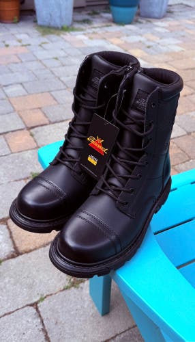 Mens Thorogood Leather Side Zip Tactical Jump Boots - Black Size 9 Wide