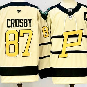Pittsburgh Penguins 87 Sidney Crosby Beige Winter Classic Ice Hockey Jersey Size 50