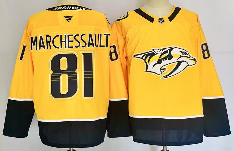 Nashville Predators 81 Jonathan Marchessault Yellow Ice Hockey Jersey size 46