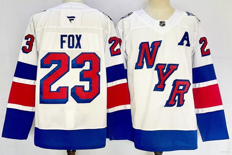 New York Rangers 23 Adam Fox Stadium Series White Ice Hockey Jersey size 52