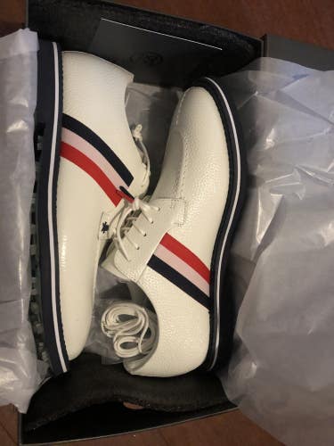 G/FORE GALLIVANTER SPLIT TOE GROSGRAIN LEATHER GOLF SHOE MENS 15 EU 48 SNOW