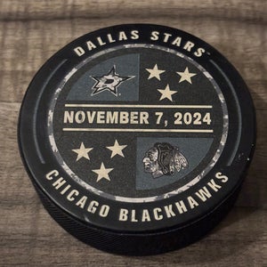 Chicago Blackhawks vs Dallas Stars Military Appreciation Hockey Puck 11/7/2024