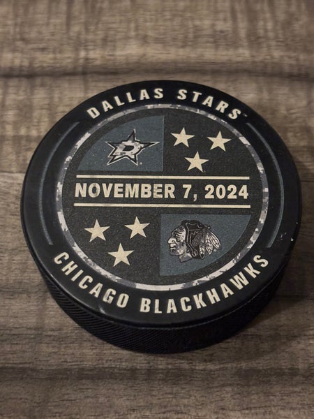 Chicago Blackhawks vs Dallas Stars Military Appreciation Hockey Puck 11/7/2024