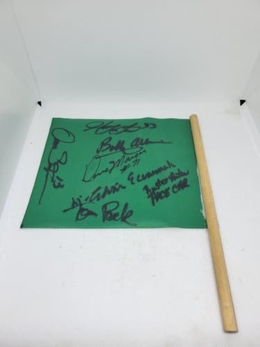 NASCAR Autographed Mini Green Flag Bobby Allison Harry Gant Morgan Shepherd