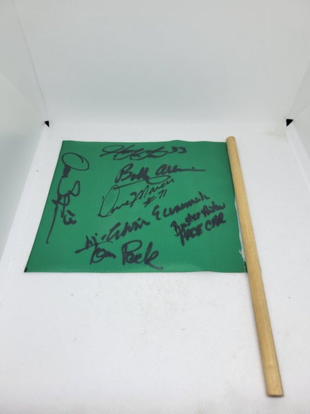 NASCAR Autographed Mini Green Flag Bobby Allison Harry Gant Morgan Shepherd