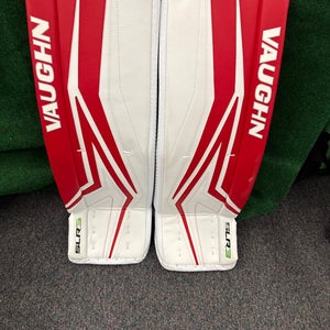 White & Red Junior Vaughn SLR3 Goalie Leg Pads (New) | 30”+2”