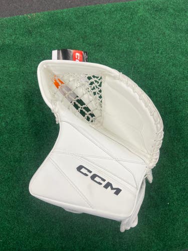 White Senior CCM Axis 2 Pro Custom Goalie Glove Regular (New)