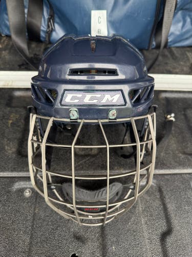 Used CCM FitLite 3DS NHL Pro Stock Ice Hockey Helmet Large Navy