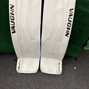 White Junior Vaughn SLR3 Goalie Leg Pads (New) | 31” + 2”