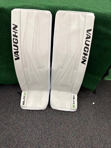 White Junior Vaughn SLR3 Goalie Leg Pads (New) | 31” + 2”