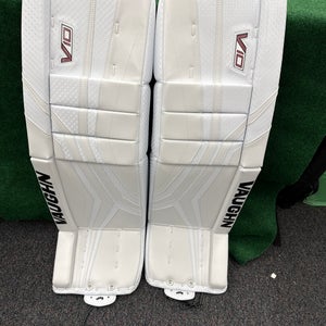 White Senior Vaughn Velocity V10 Pro Goalie Leg Pads (New) | 34”+ 2”