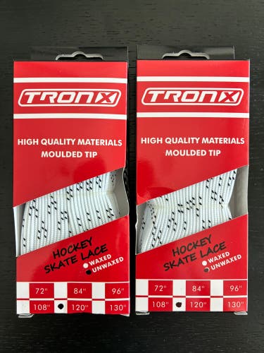 Two Pairs Unwaxed White Laces, 120” New