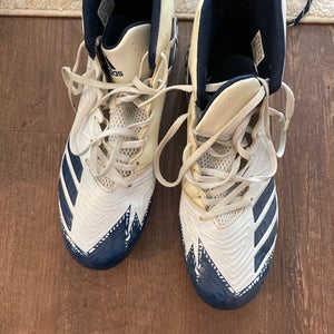 White Men's Size M 10.5 (W 11.5) Adult Adidas Mid Top Molded Cleats (Used)