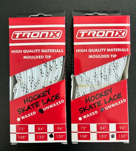 Two Pairs Unwaxed White Laces, 130” New
