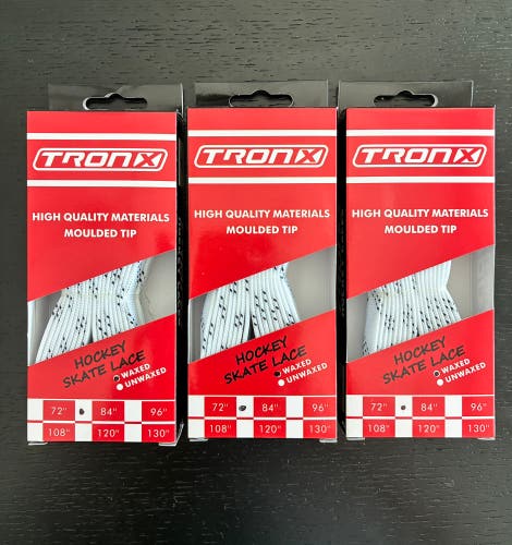 Three Pairs Waxed White Laces, 84” New