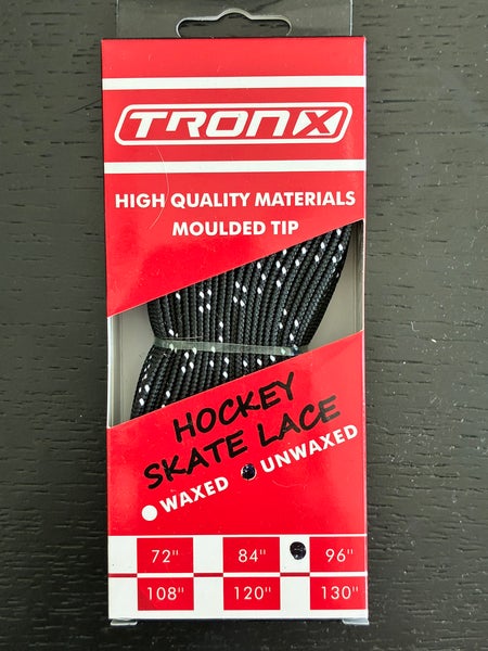 One Pair Unwaxed Black Hockey Laces, 96” New