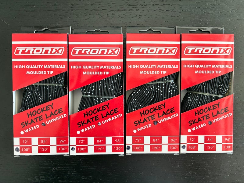 Four Pairs 108” Unwaxed Black Hockey Laces, New