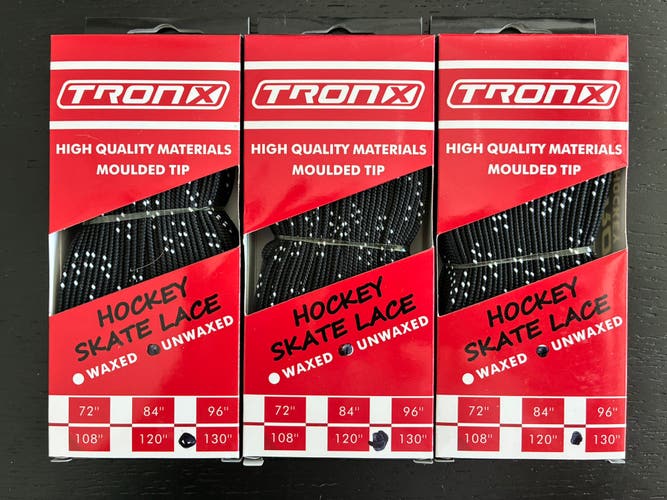 Three Pairs Unwaxed Black Laces, 130” New