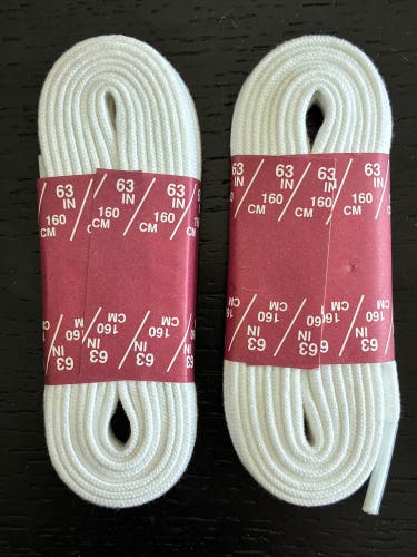 Figure Skate Laces, 63” White, Two Pairs New
