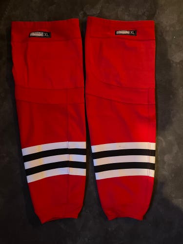 Reebok Edge Pro Stock Hockey Socks Chicago Blackhawks Red XL