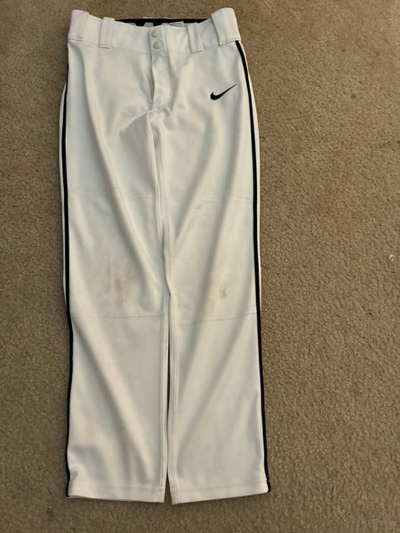 Youth Nike tapered white pants with black piping Medium