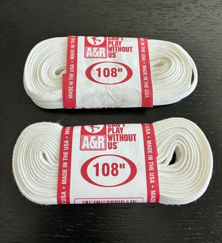 Figure Skate Laces, 108” White, Two Pairs New
