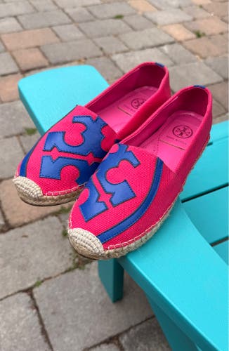 Women's Tory Burch Pink/Blue Flats - European Size 39 - US Size 8.5 Barely Worn