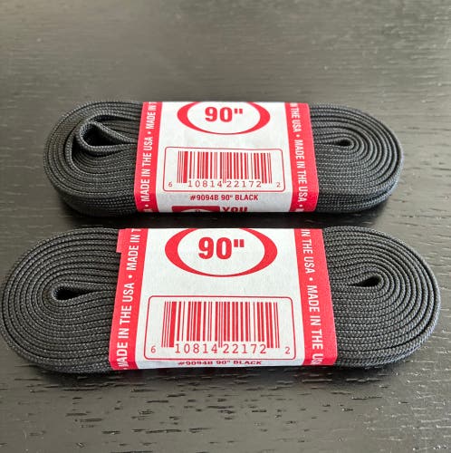 Figure Skate Laces, 90” Black, Two Pairs New