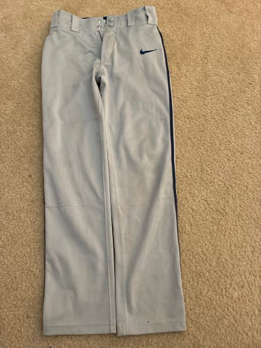 Youth Baseball Pants-Gray w/ blue piping - Medium