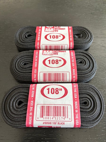Figure Skate Laces, 108” Black, Three Pairs New