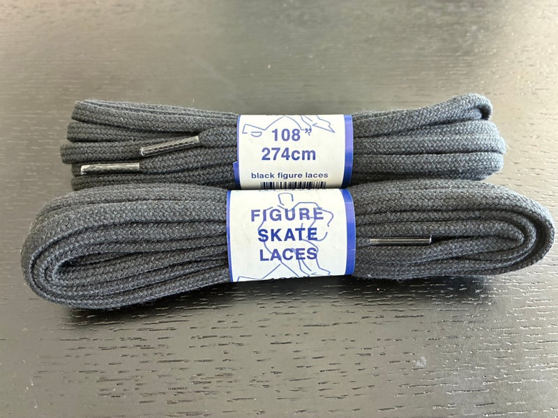 Figure Skate Laces, 108” Black, Two Pairs New
