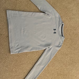 Youth Under Armour  Long Sleeve Baseball Shirt-Gray-Medium