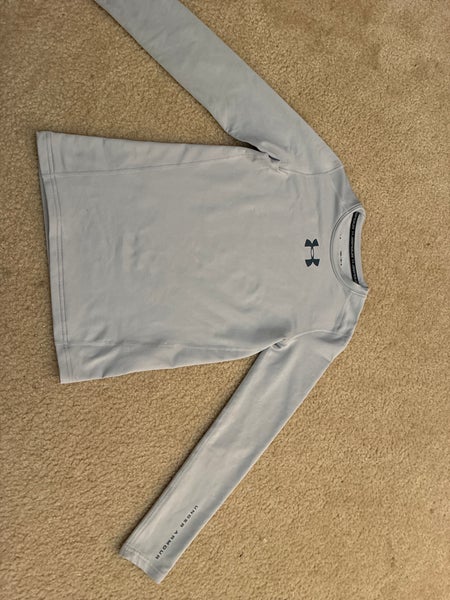Youth Under Armour  Long Sleeve Baseball Shirt-Gray-Medium