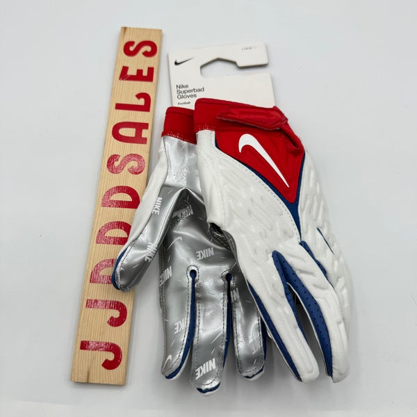 Nike Superbad 6.0 Football Receiver Gloves $65 NWT Red White Blue Men's Sz L New