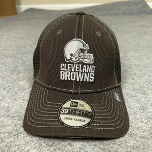 Cleveland Browns Hat Cap Flex Mens Large Brown NFL Football Stretch New Era