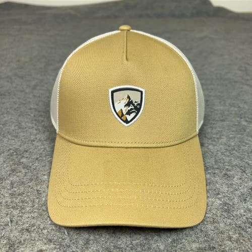 Kuhl Hat Cap Snap Back Tan White Mesh Trucker Outdoor Hiking Mens Casual Logo