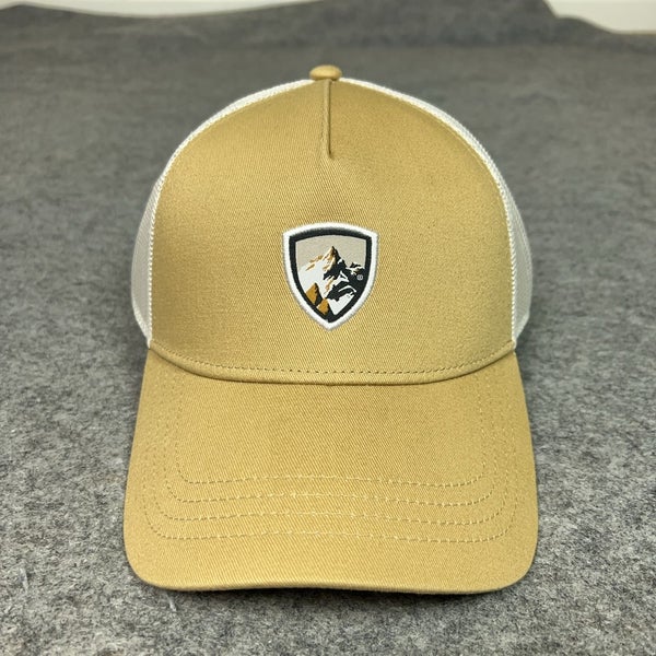 Kuhl Hat Cap Snap Back Tan White Mesh Trucker Outdoor Hiking Mens Casual Logo