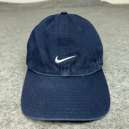 Vintage Nike Hat Cap Strap Back Navy Blue Swoosh Embroidered Mens One Size