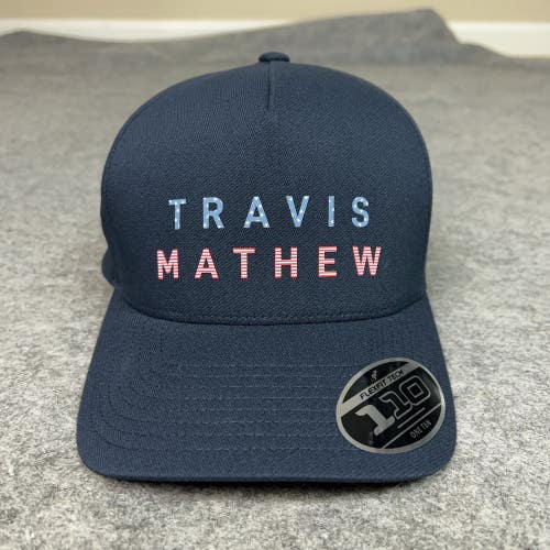Travis Mathew Hat Cap Snap Back Flexfit Mens Golf Athletic USA Logo Sports Blue