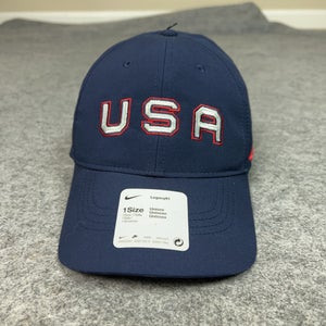 USA Hat Cap Strap Back One Size Navy Blue NHL Hockey Nike Dri Fit Sports Unisex